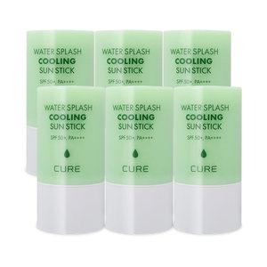 김정문알로에 큐어 워터 스플래쉬 쿨링 선스틱 23g(SPF50+) 연두스틱 얼음자차 6개 S1