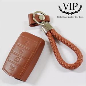 VIP 제네시스 G80 4버튼용 천연가죽/샤무드 스마트키 케이스&키홀더