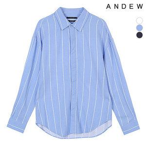 [앤듀]남성 세미오버 레이온 스트라이프 셔츠(O192SH130P)