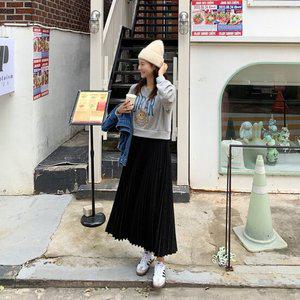 [메이블루] 스마일 맨투맨 플리츠원피스