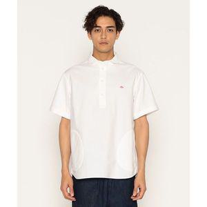 DANTON MEN'S OXFORD ROUND COLLAR SHORT SLEEVE PULLOVER SHIRT PLAIN - 화이트