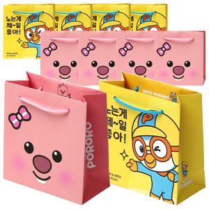 뽀로로 쪼꼬미 쇼핑백 10개 세트 캐릭터 종이쇼핑백 선물 포장 튼튼한