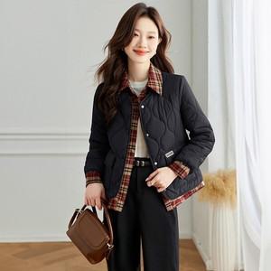 [하프클럽/](55~88)체크셔츠레이어드 퀼팅점퍼 바람막이점퍼 여성가을점퍼