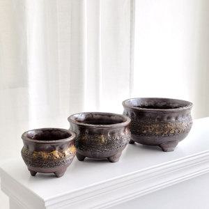 3개셋트 엔티크 옹기 화분 D12/D16/D20
