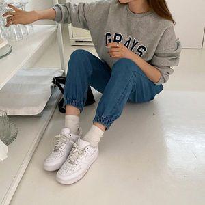 [옷자락]여성 배기핏 겨울 캐주얼 트레이닝 조거 데님 밴딩 팬츠_P350457837