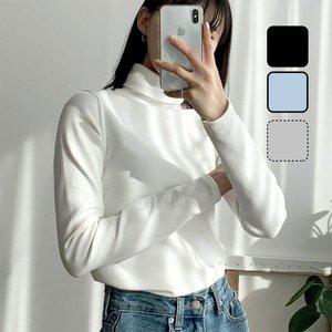 [옷자락]여자 속기모 폴라 슬림 이너 기모면티 스판 티셔츠_P378151288