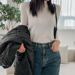 [옷자락]여자 데일리룩 기모 반폴라 이너 긴팔 티셔츠_P315767988