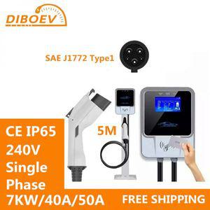 전기차충전기 EV 충전기 Type1 7KW 40A 50A 240V 1 상 전기 자동차 충전 스테이션 Wallbox Tesla 용 SAE J1