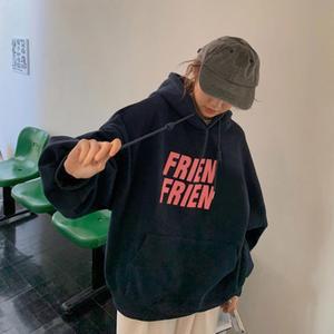 여성 영어 필기체 라이닝 돌만 보온 후드티