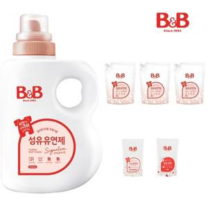 [리뉴얼] 비앤비 유아 세탁 섬유유연제 시그니처 자스민로즈 1500ml 용기형 1입+리필형 3입+증정품
