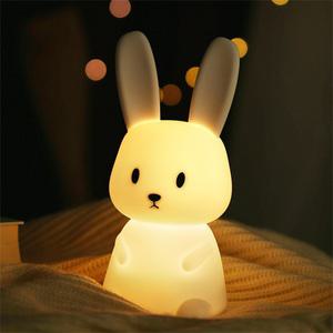 스마트 센서등 LED 신발장 야간 조명 토끼 동물 실리콘 램프 조도 조절 USB 충전식 침실 선물 수면