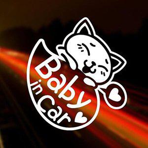 [셀러허브 패션][JHQS78QJ_4B]Baby Car 고양이 반사시트지 자동차스티커