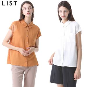 [리스트(LIST)] 린넨 블렌드 슬리브리스 카라 셔츠 (택가격 118000원)