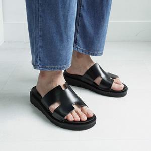 [쿼터]남자 에이치 논슬립 키높이 4cm 레더 슬리퍼