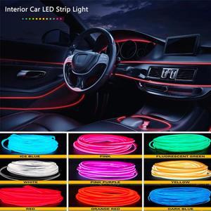 자동차 조명용품 5M 자동차 인테리어 Led 장식 램프 EL 배선 네온 스트립  빛 와이어 DIY 유연한 주변 조명