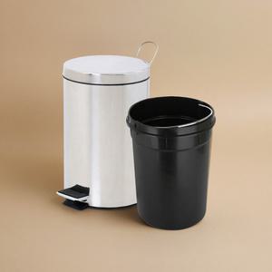 무소음 스텐 페달 휴지통 쓰레기통 3L