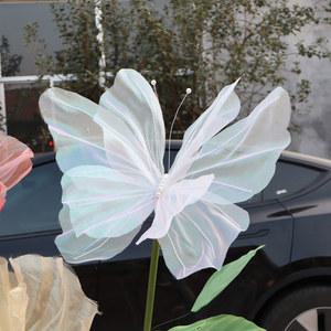 대형 시뮬레이션 나비 3D 야외 쇼핑몰 웨딩 축제 장식 걸이식 거즈 50cm