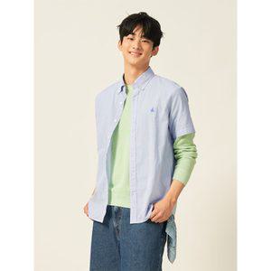 [빈폴] 강연 시어서커 변형 핀 스트라이프 반소매 셔츠 - 블루 (BC5465C43P)