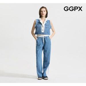 [GGPX]더블 카라 데님 크롭 베스트 투피스 (GP4OP057F)