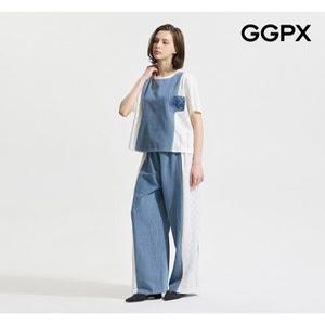 [GGPX]다이아 큐빅 데님 배색 투피스 (GP4OP056F)