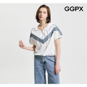 [GGPX]V데님 넥 집업 후드 티셔츠 (GP4TS022F)