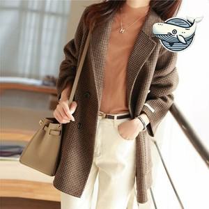 [오노마] ONM 스타일리시 더블버튼 체크 코트 캐주얼 하프  31452612)