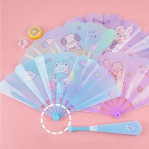 미니투명부채 접이식 캐릭터 고양이 플라스틱손부채 판촉물