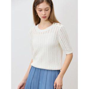 [쉬즈미스]크로쉐 버튼 포인트 펀칭 니트 탑 택가격 198000원 _P395853952