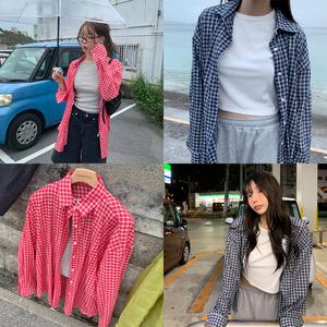 [모코블링] 거즈 루즈핏 체크셔츠 #살안타템 #여름셔츠 #시스루셔츠 #여름긴팔 #여름블라우스 #장마철룩