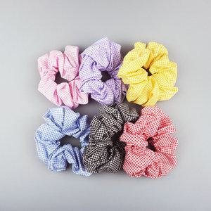 패브릭 잔체크 곱창머리끈 데일리머리끈 여성머리끈