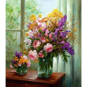[RGL54N90]창가의 화병 캔버스 보석십자수 40x50 보석비즈