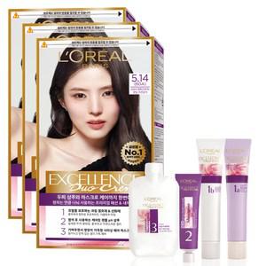 로레알파리 엑셀랑스 Hair Color 듀오크림 염색제 5.14 잿빛 자연 갈색 3개