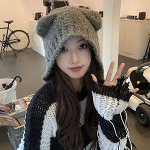 [셀러허브 1][HYIJXYXS_4B]여성 3컬러 러블리 곰돌이귀 포인트 니트비니