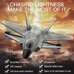 J20 전투기 2.4G 6CH KF700 RC 비행기, 브러시리스 모터, 360 도 회전 고정 날개 글라이더 소년 선물