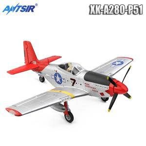 XK A280 RC 비행기 P51 전투기 시뮬레이터 어린이 성인을 위한 LED 서치라이트 장난감, 2.4G 3D6G 모드 항