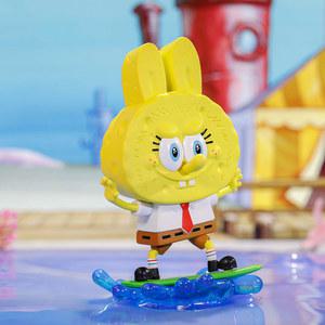 POP MART 몬스터 x 스폰지밥 시리즈 스퀘어 페인트, 라부부 소장용 귀여운 피규어, 액션 피규어, 카와이 애니메이션 장난감