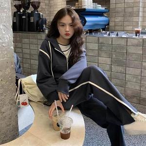 여자 트레이닝 스타일 세트 후드집업 절개 고품질 팬