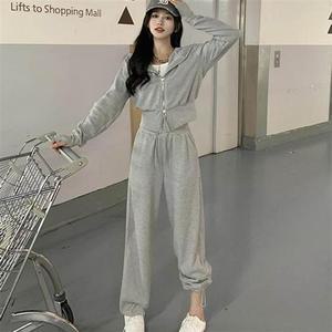 여자 투웨이 스타일 크롭 후드집업 SET 고품질 조거팬
