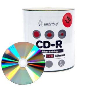 스마트바이 100 디스크 700mb /80분 52배 CD-R 반짝이는 실버 탑 블랭크 레코딩 가능 미디어 디스크