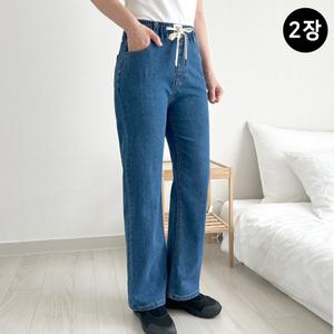 여성청바지 여름 스판 일자 편한 밴딩데님팬츠
