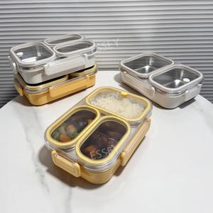전자레인지 가능한 도시락 도시락통 스테인리스 밀폐 304 가벼운 3칸