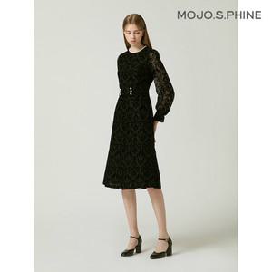 [모조에스핀] 벨벳 번아웃 롱 원피스 BK_J223MSE019