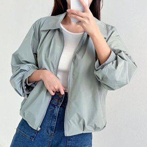 [옷자락]여성 바람막이 밑단셔링 카라넥 오버핏 집업 점퍼