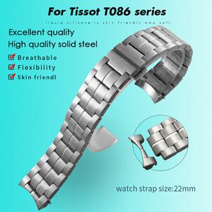 Tissot 1853 T086407A T086 시리즈용 솔리드 스테인리스 스틸 시계 밴드 실버 로즈 골드 방수 금속 시계 밴