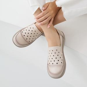 천연소가죽 리텐 펀칭 컴포트 슬립온 4.5cm