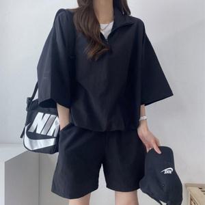 여성 반팔 아노락 세트 3colar 트레이닝 운동 바람막이 셋업 XL-3XL