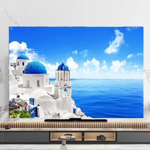 티비 가리개 TV 커버 덮개 32-85인치 패브릭 풍경 유럽