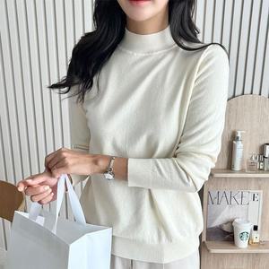 [오노마] ONM 여성 반폴라 반목 하프넥 베이직 긴팔 니트 티셔츠