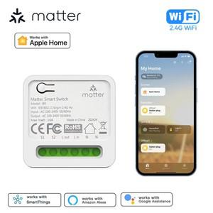 투야 스마트봇Matter 스마트 스위치 와이파이 차단기 조명 릴레이 모듈 16A 음성 제어 홈킷 알렉사 구글 작