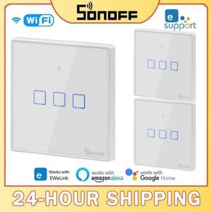 투야 스마트봇SONOFF RF 스마트 벽 터치 스위치 홈용 리모컨 와이파이 조명 T0 T1 T2 T3 UK Wifi 433mhz 12
